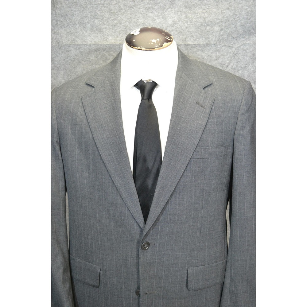 VTG‎ Brooks Brothers Suit Jacket Mens 40 Gray Stripe Classic Fit Made USA Blazer